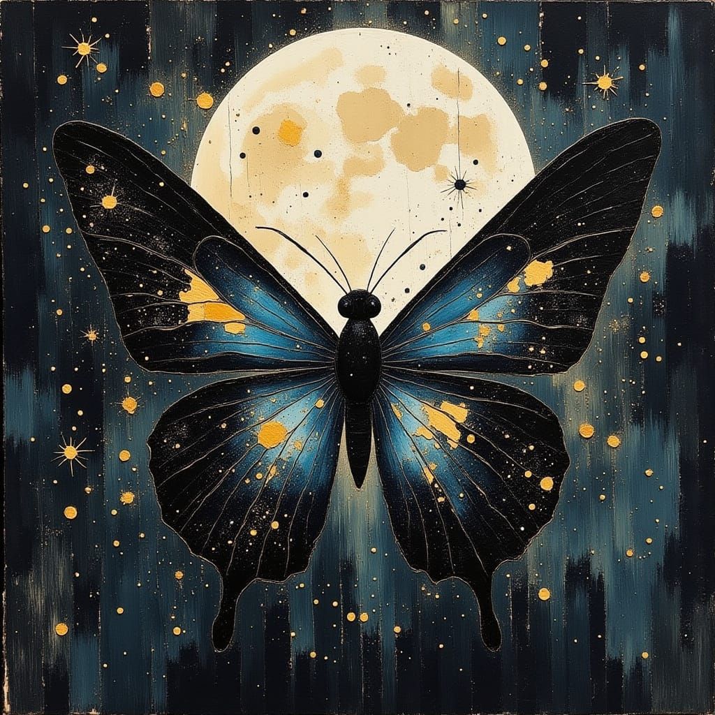 Gothic Fairy with Midnight Butterfly Wings in Moonlight