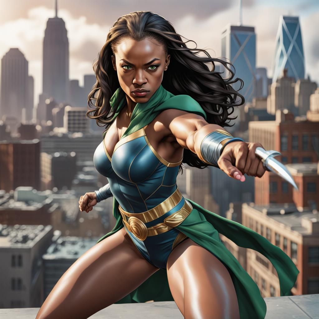 Ultra Realistic Female DC comic light skin African American ...