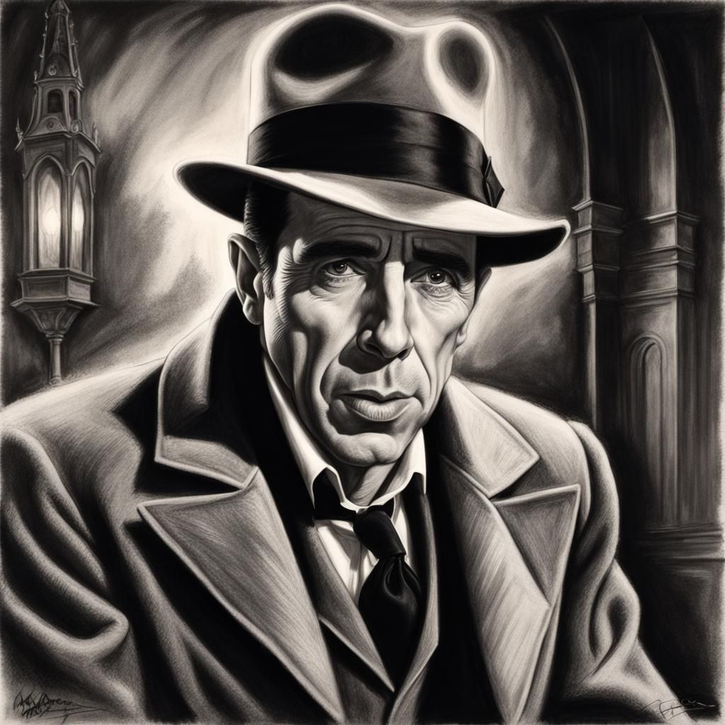 Humphrey Bogart as Dracula: Charcoal Portrait
