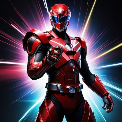 Red Ranger Activating Morpher in Concept Art Style