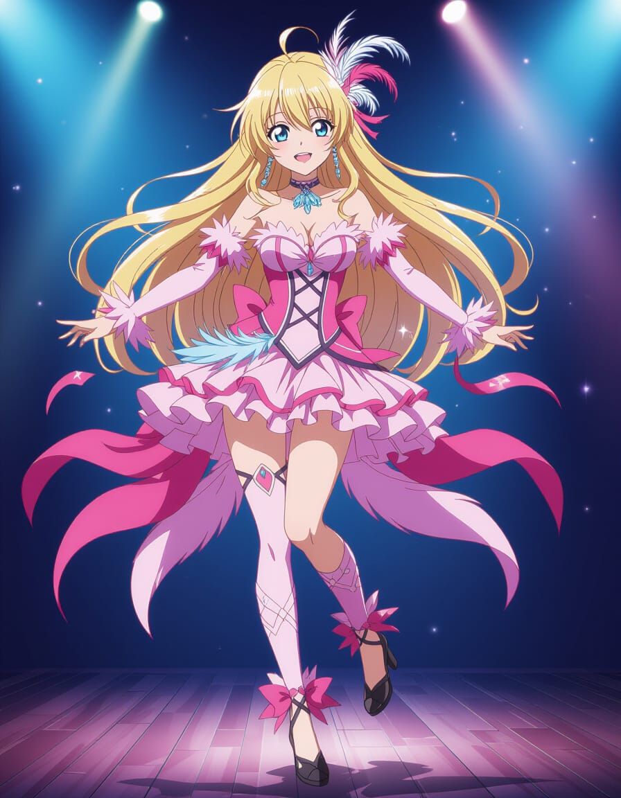 Cabaret Dancer in Anime-Inspired Style