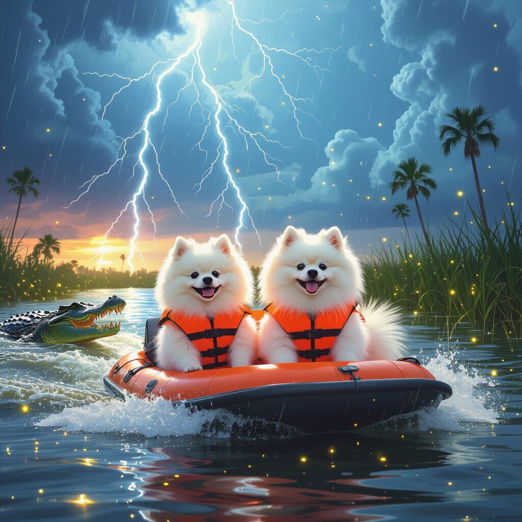 Pomeranians in Life Jackets Evade Gators in Everglades Storm