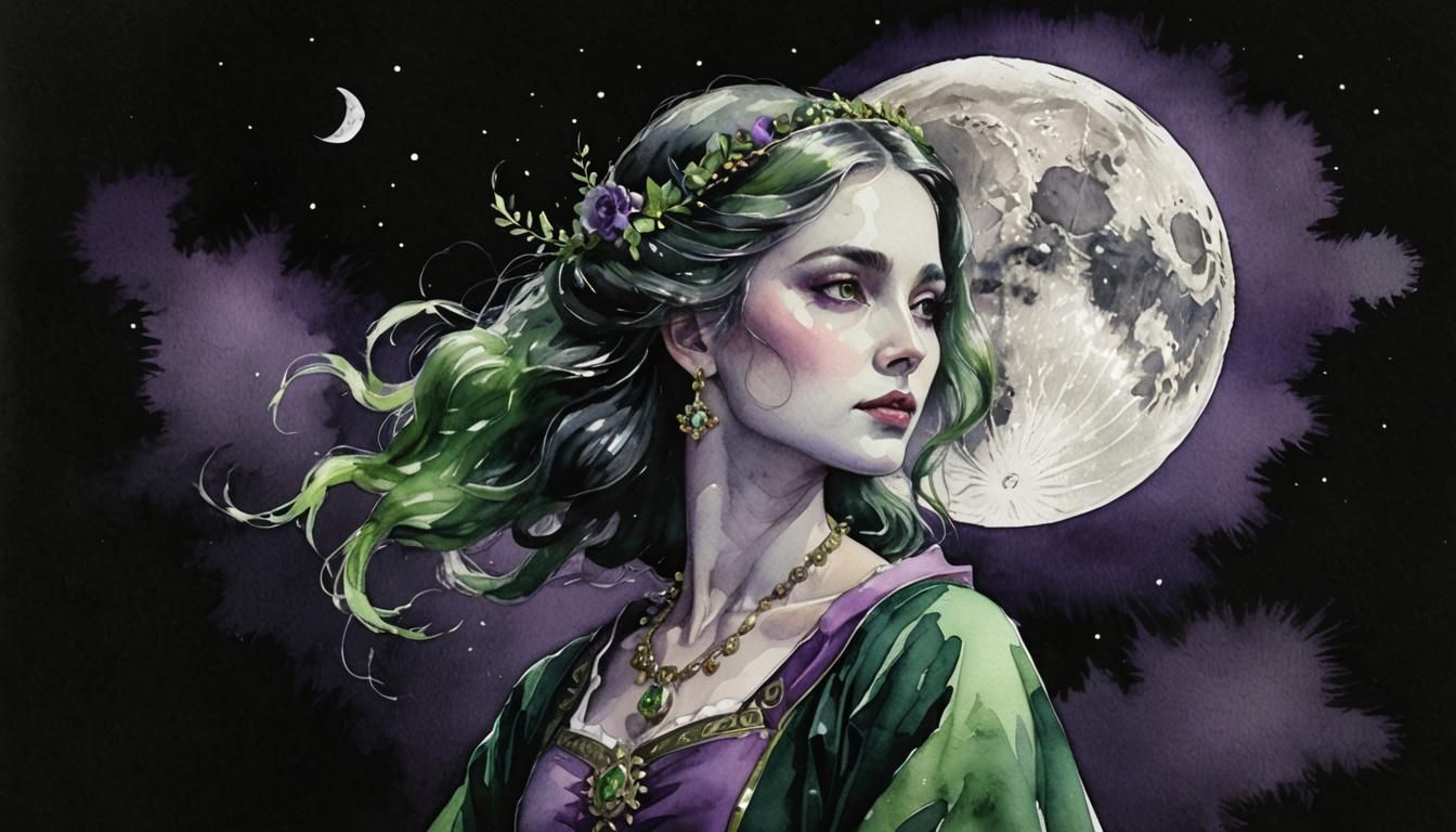 Melancholic Noblewoman in Pencil and Watercolor