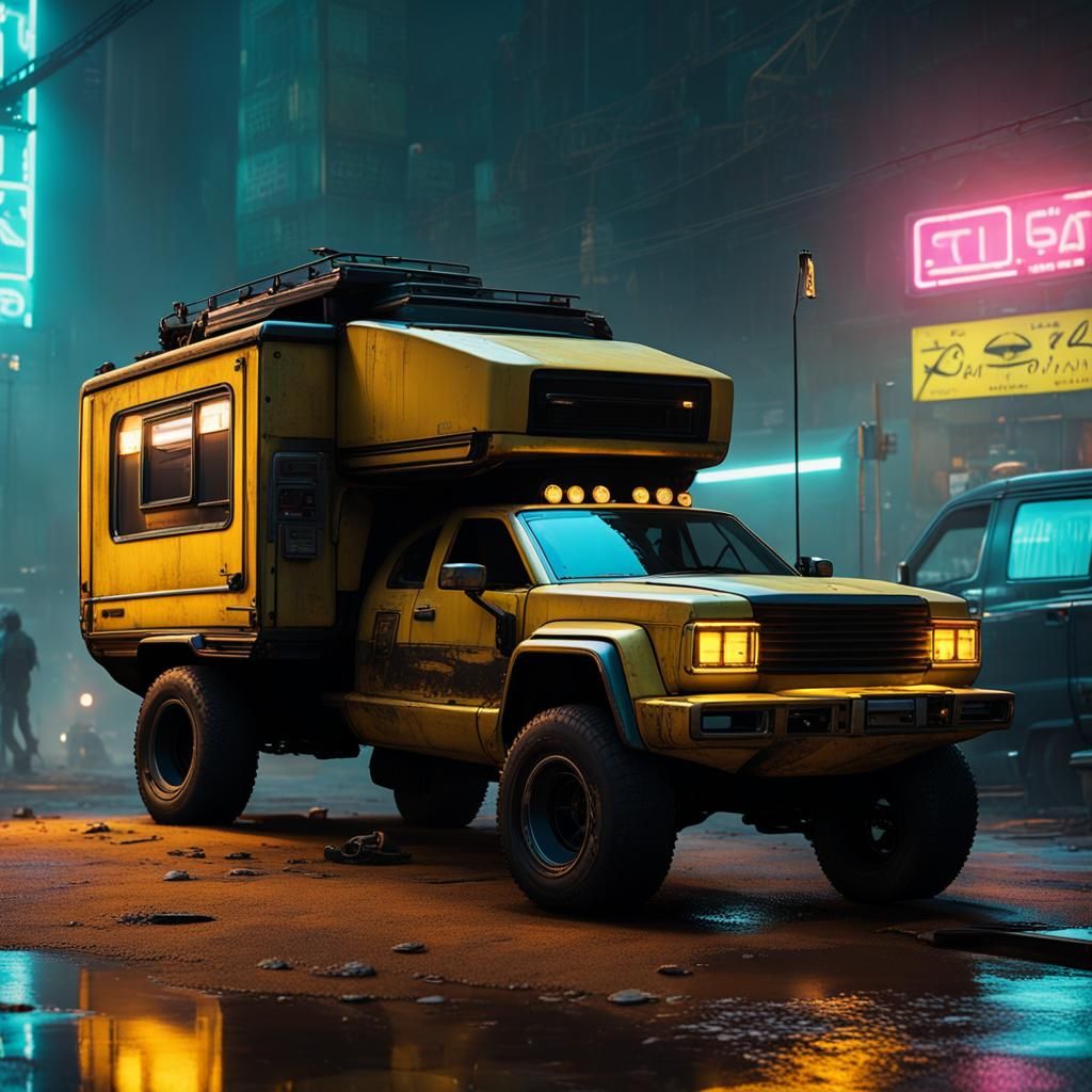 Cyberpunk RV: Yellow Pick-Up Truck Conversion