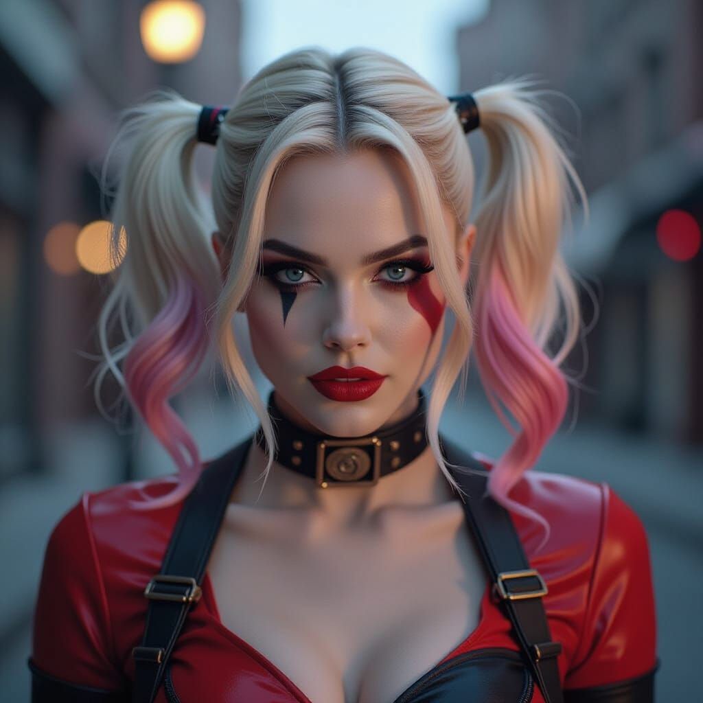Cinematic Portrait of Harley Quinn in Vintage Film Style
