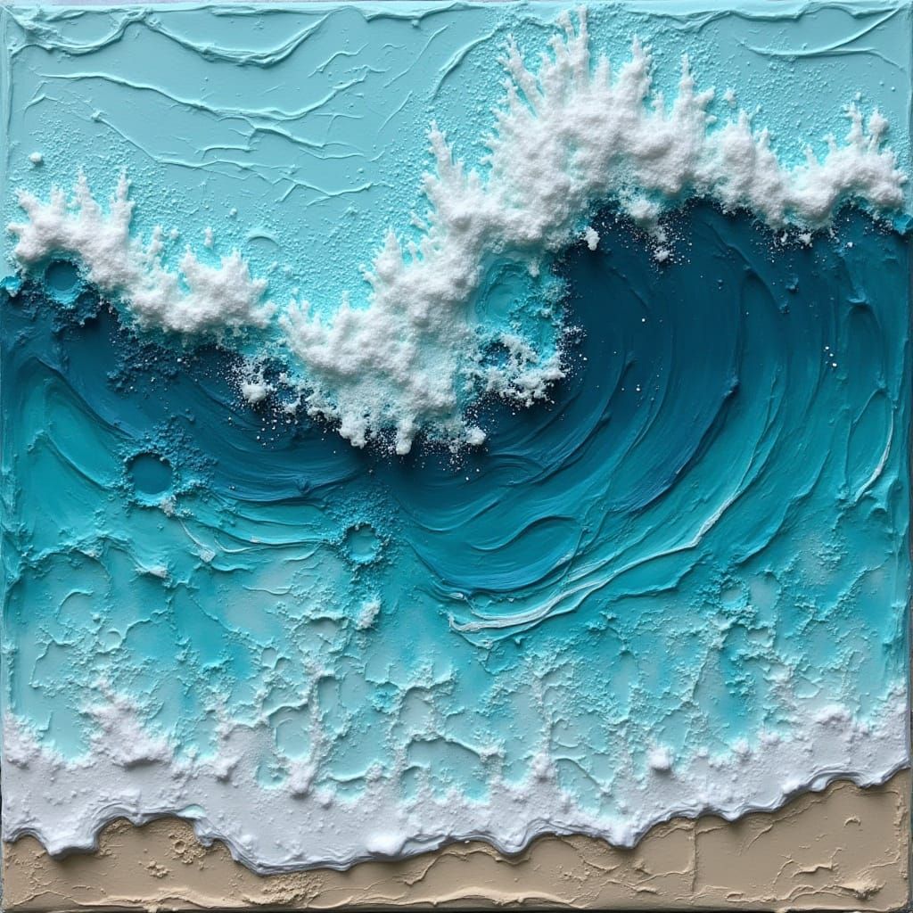Turquoise Clay Wave Inspired by Surrealist Pop Art