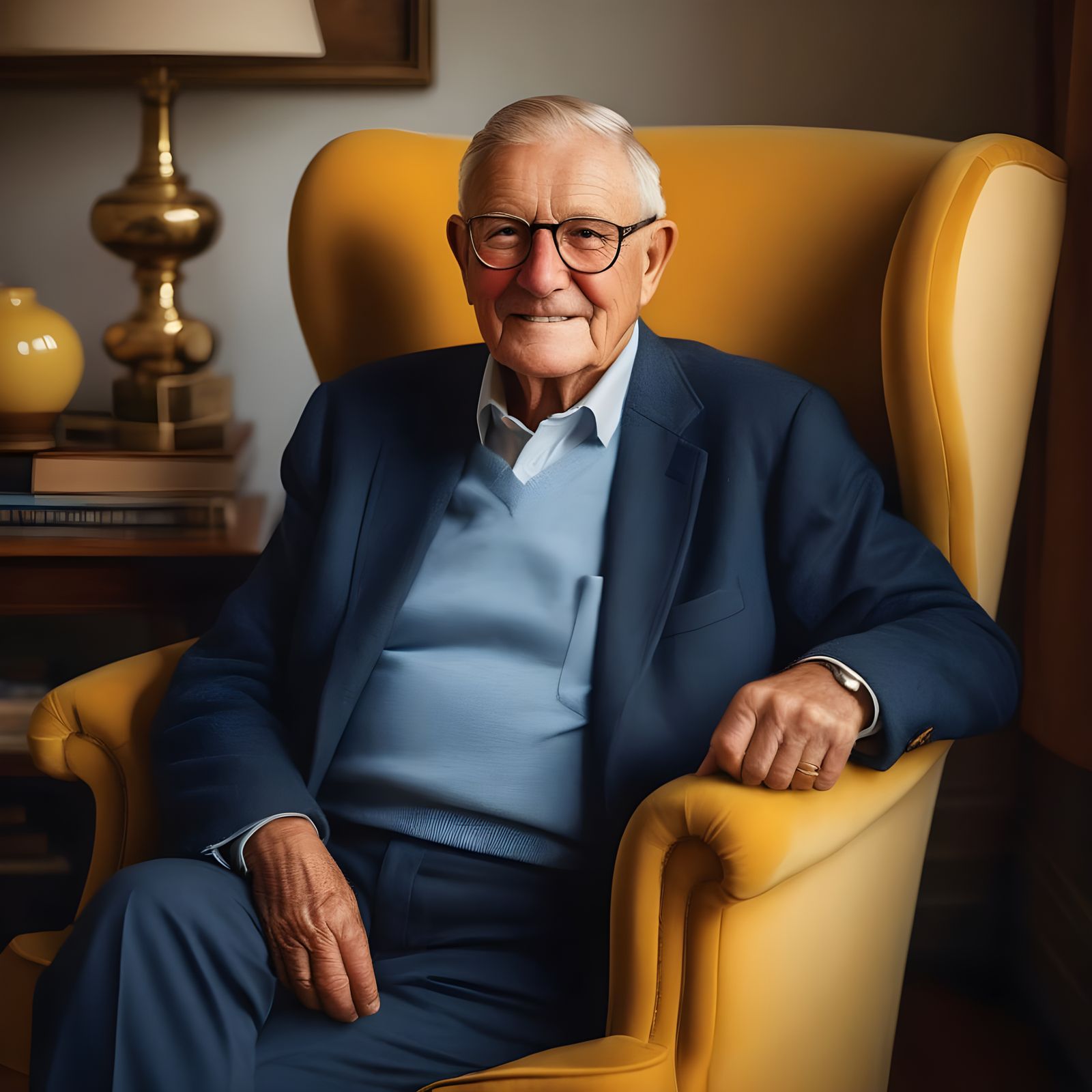 Charismatic Grandfather in Vibrant Acrylic Art