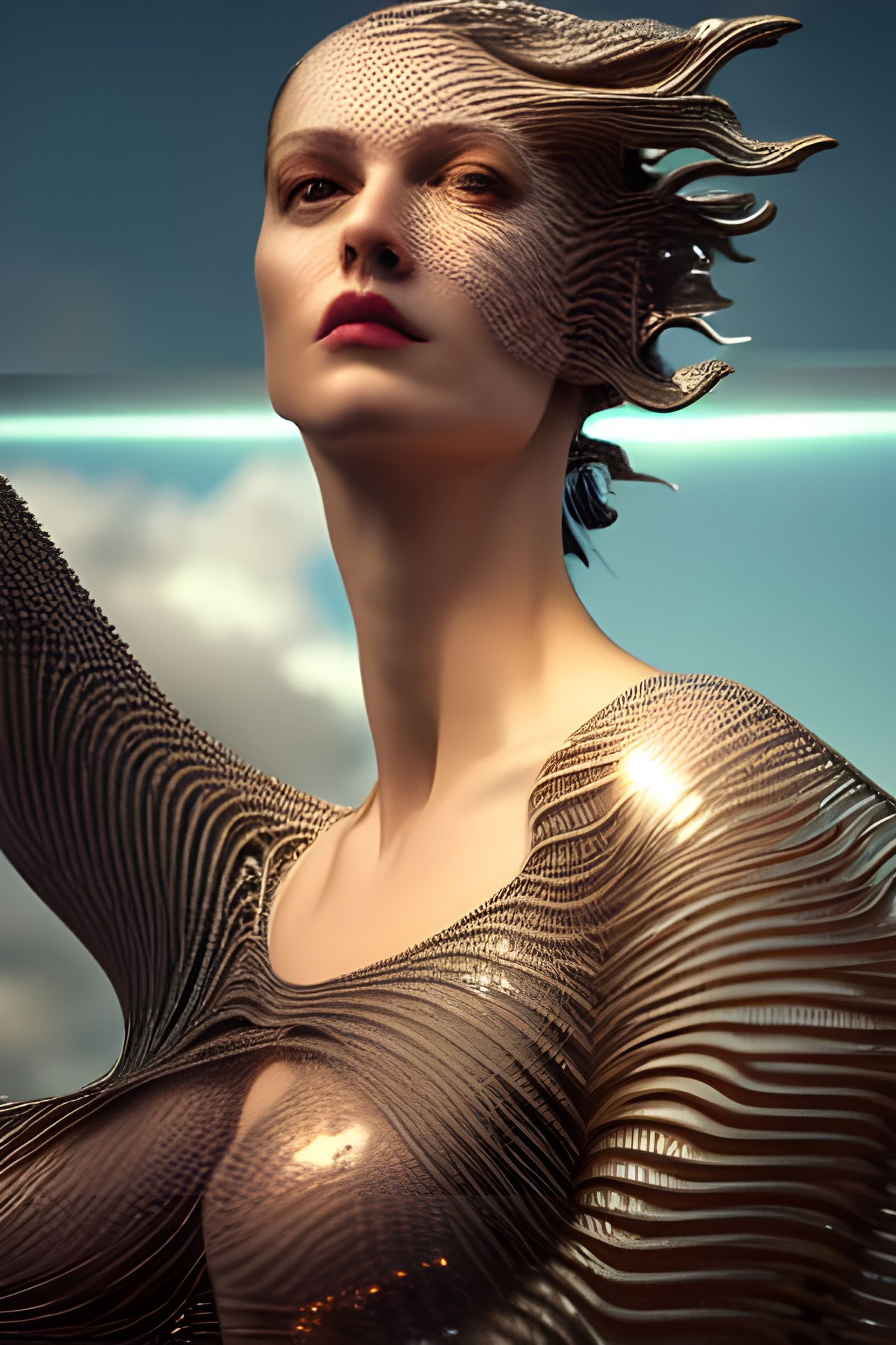 Figure Emerges from Glass Sculpture: Hyperdetailed 8K Render