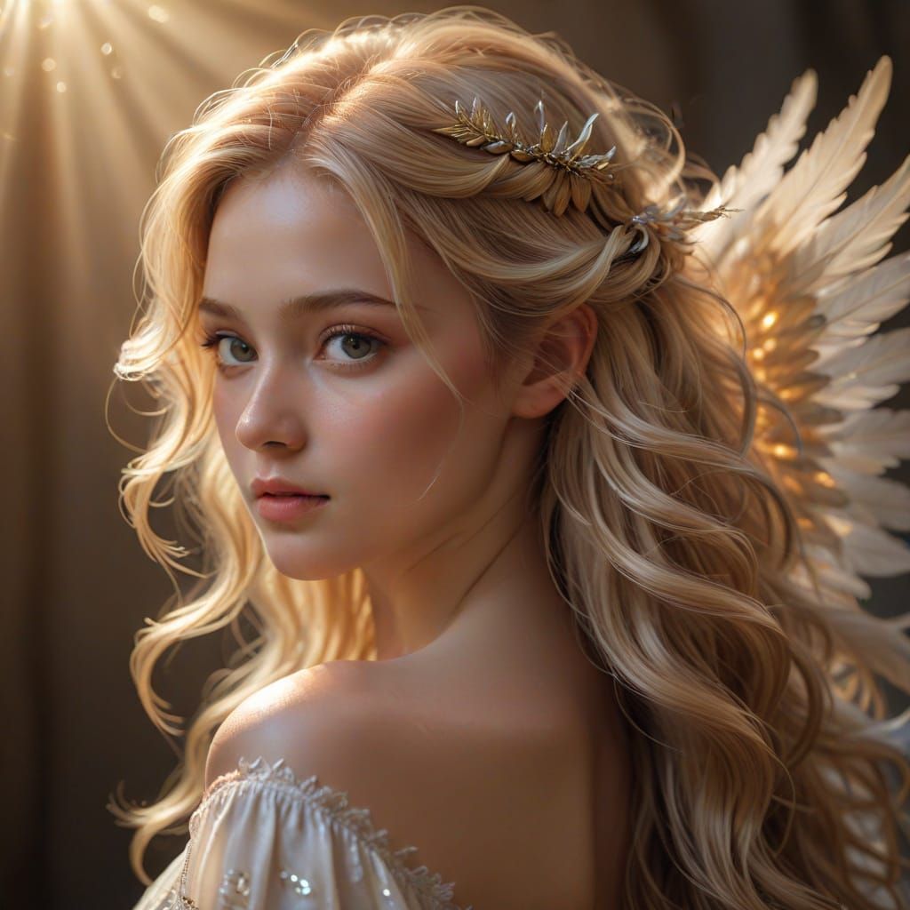 Serene Angelic Portrait in Hyperrealism