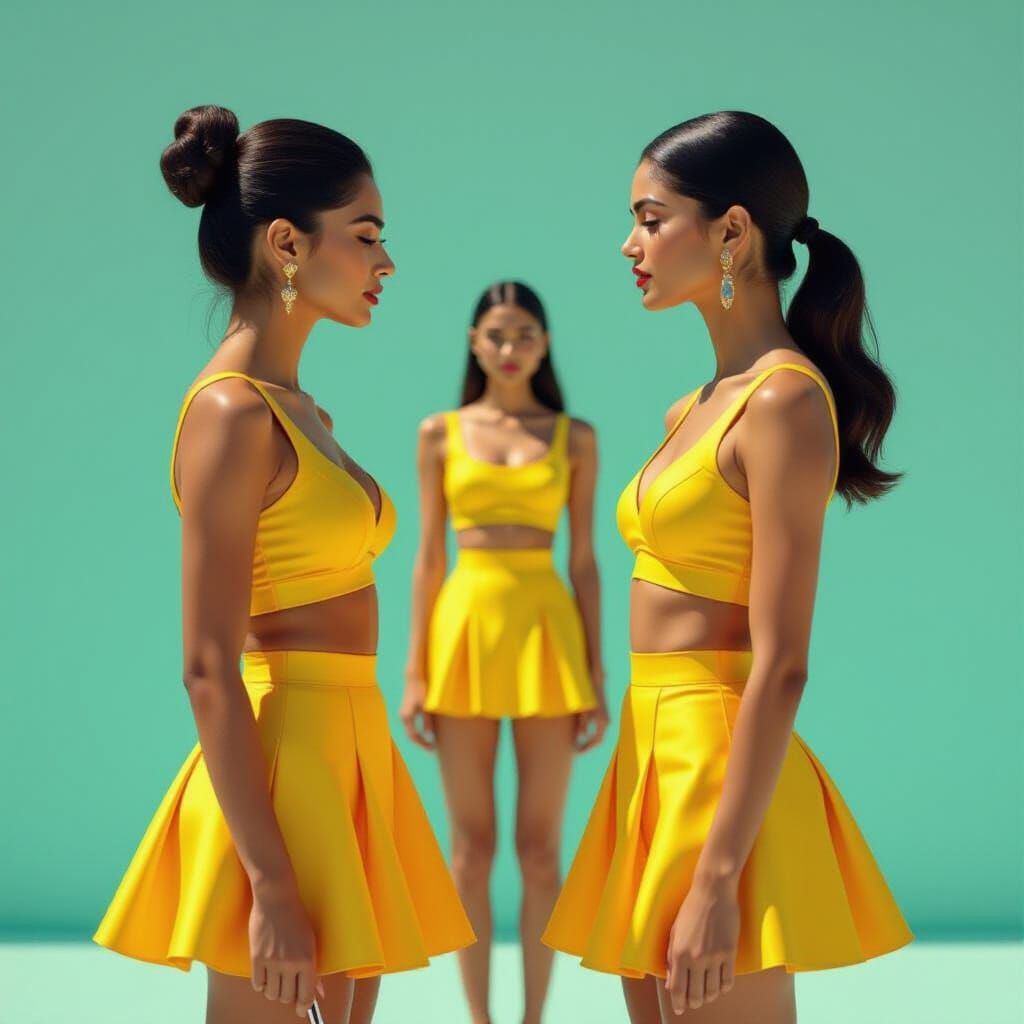 Bold Fashion Photo: Women in Yellow Miniskirts