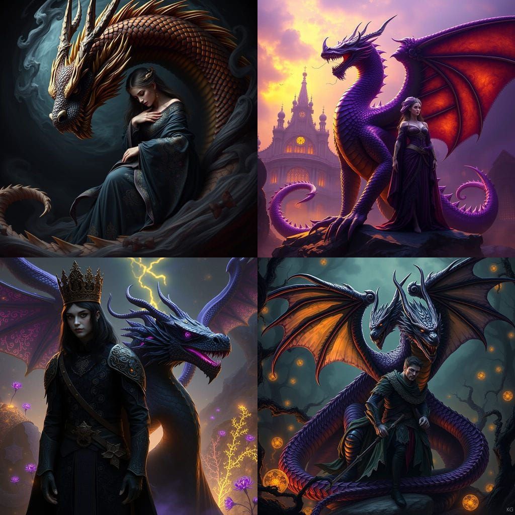 Dark Fantasy Dragon King Concept Art