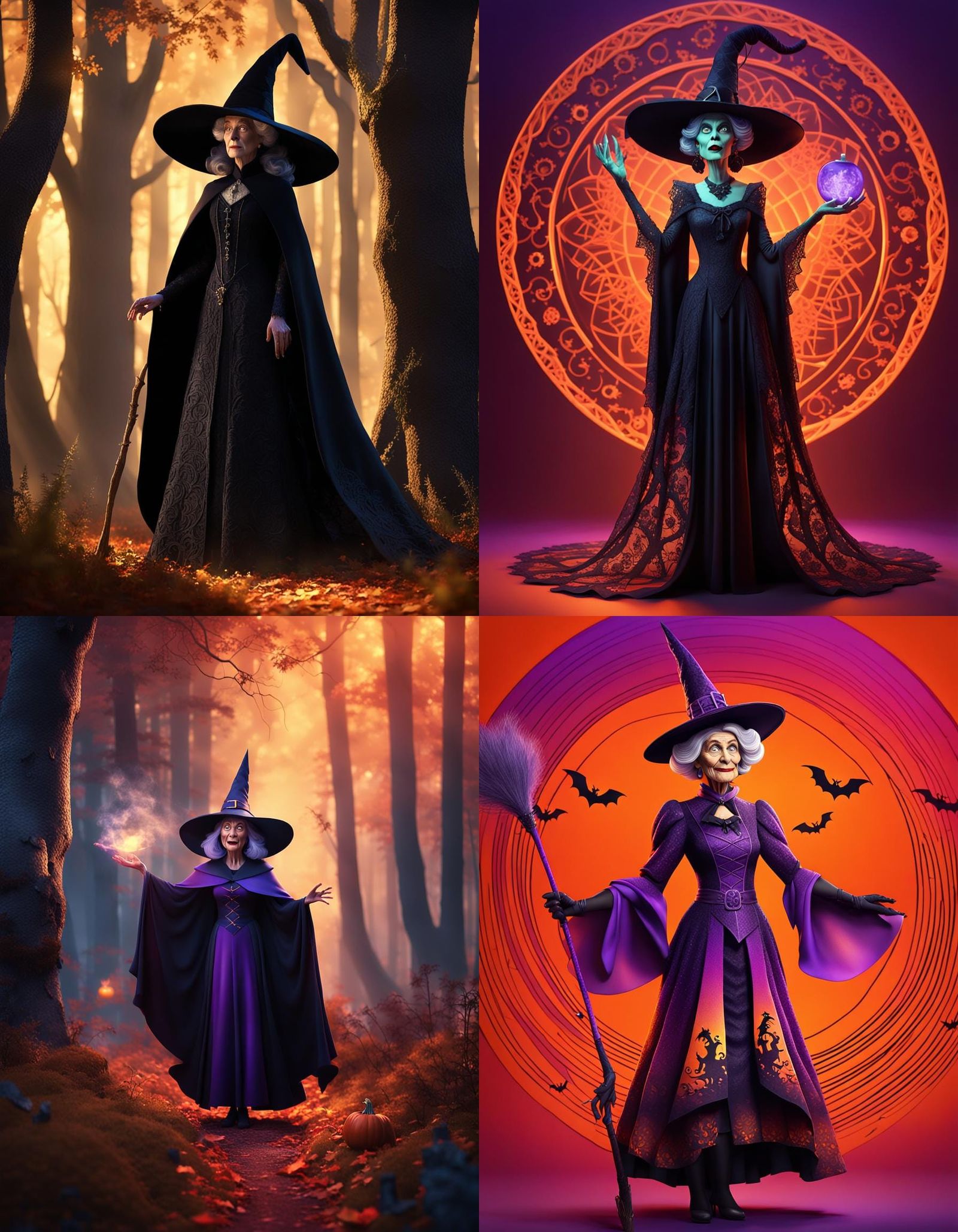 Elegant Halloween Witch in 3D Digital Art