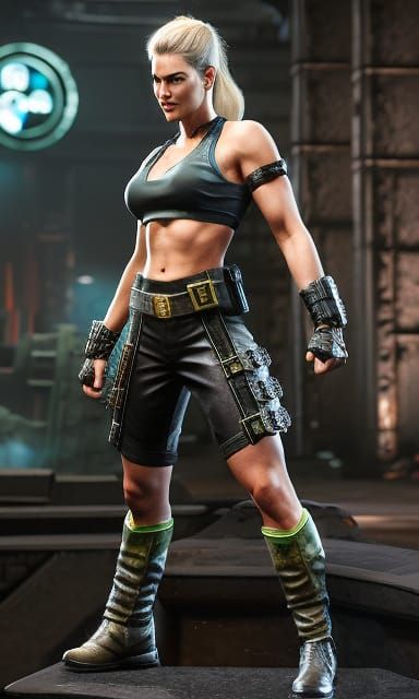 Sonya Blade Hyperrealistic Portrait in 80s Film Style