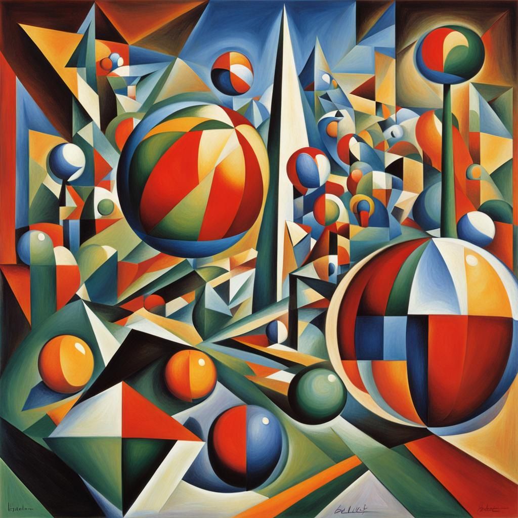 Abstract Spheres in Cubist Style