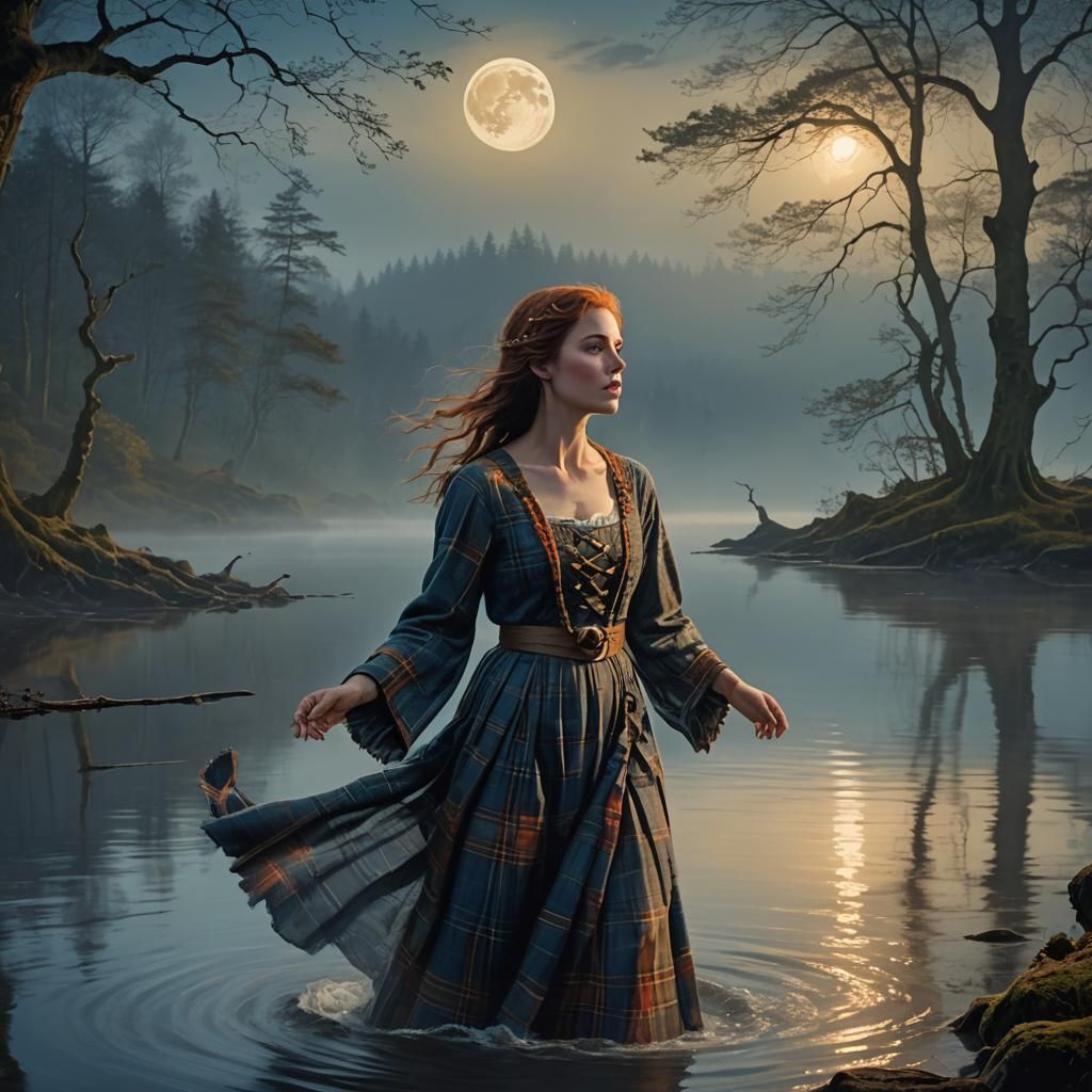 Mysterious Woman Sings on Misty Scottish Loch