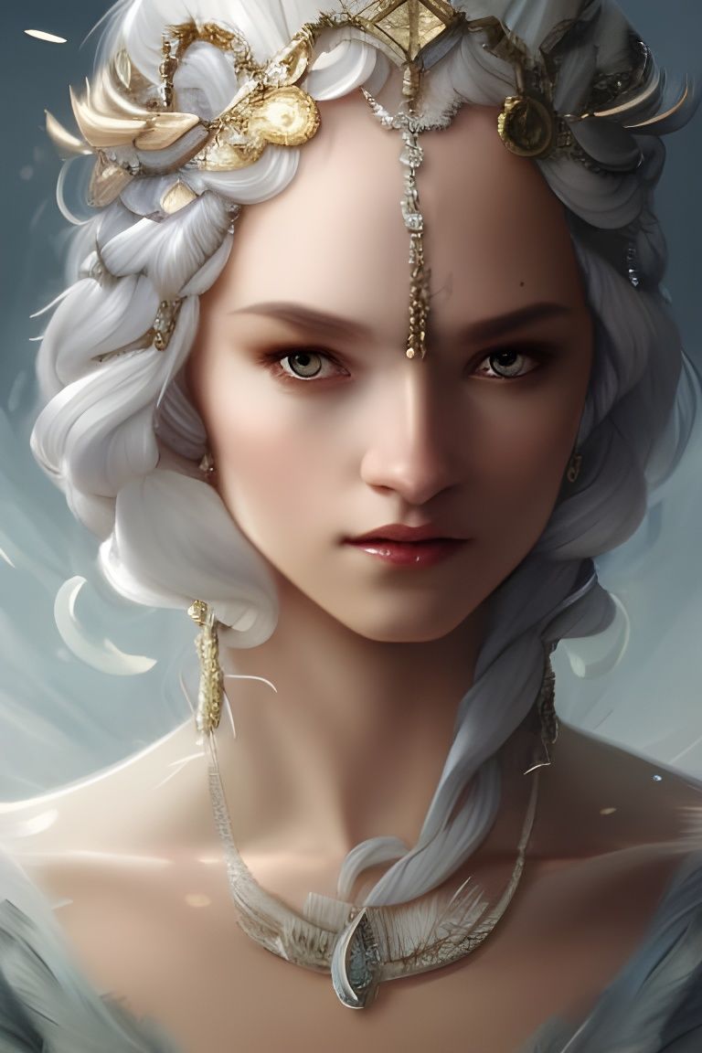Icy Queen Portrait in Art Nouveau Style