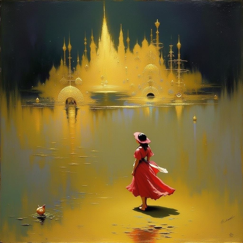 Dynamic Gold Abstract with Flowing Patterns