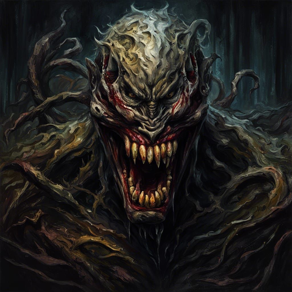 Creepy Gothic Face in Impasto Impressionist Style