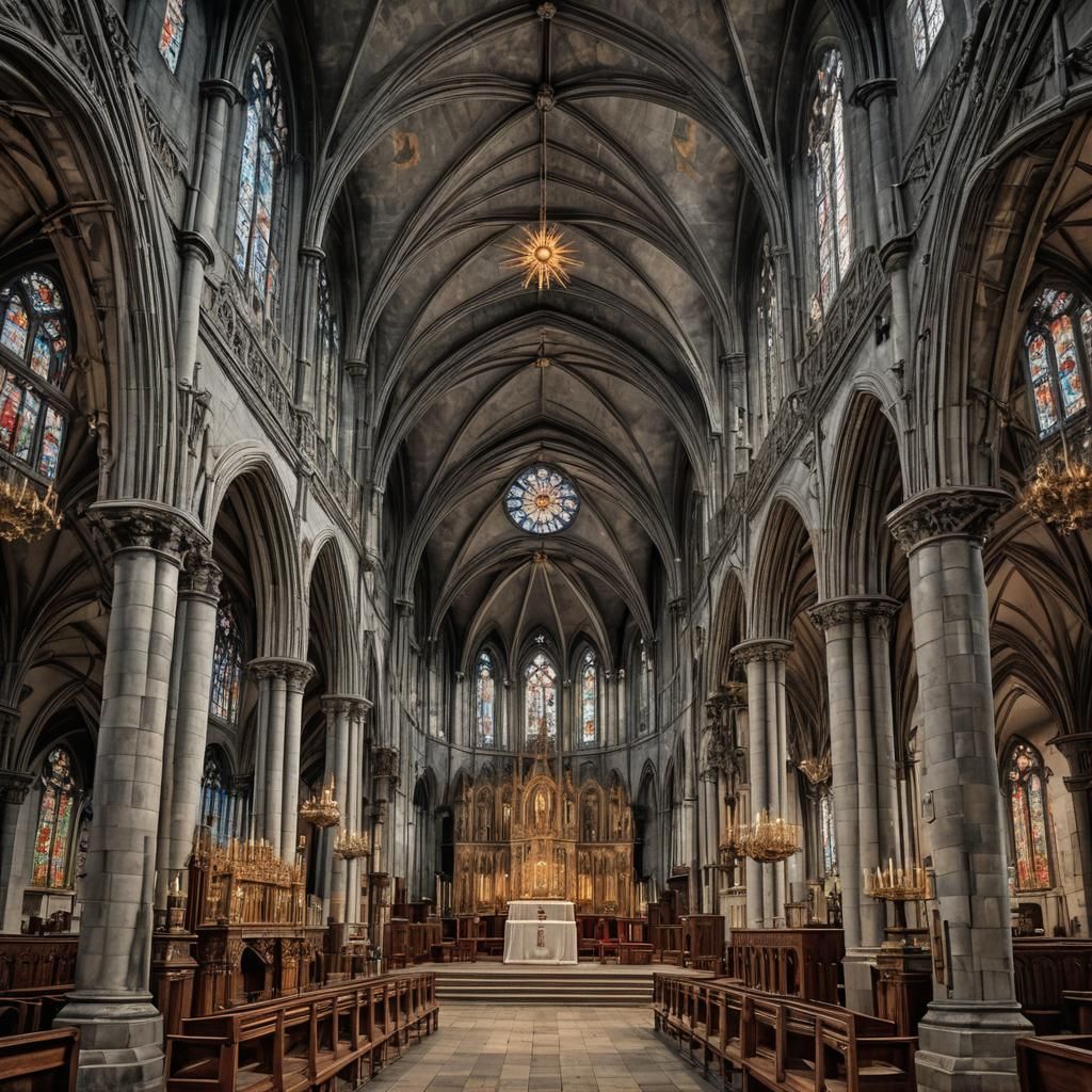 Stark Church Under Burning Skies: Hyperrealistic Render