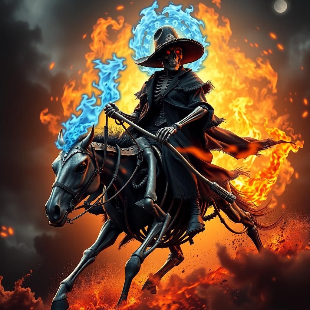Ghost Rider Cowboy Amidst Fiery Apocalypse