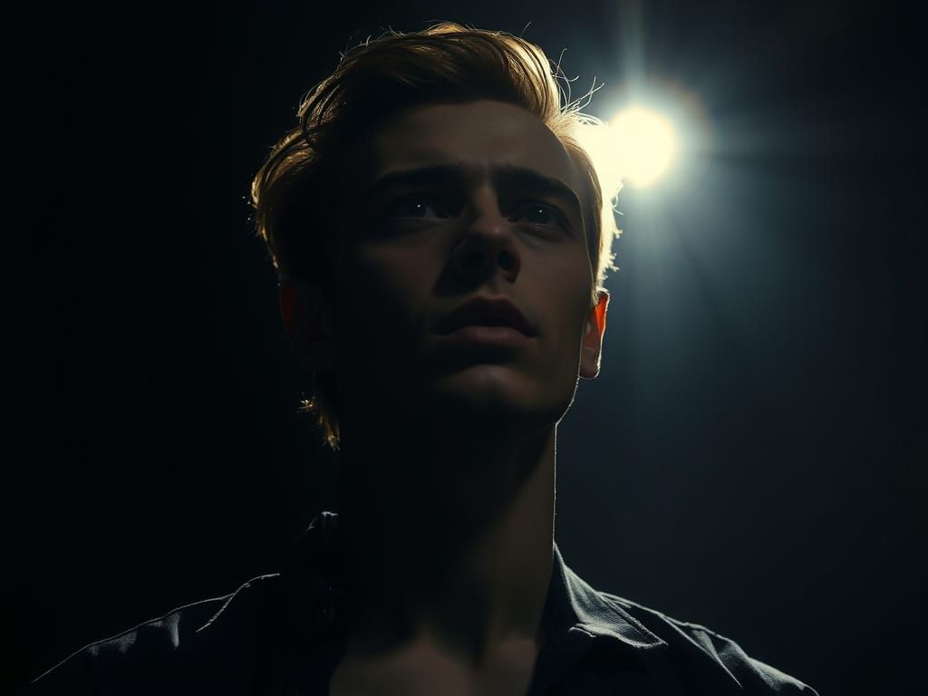 Photorealistic Portrait of Intense Emotion on Stage