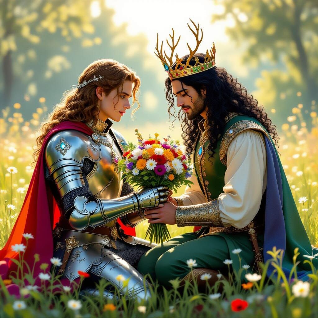 Knight's Offering: A Renaissance-Inspired Scene