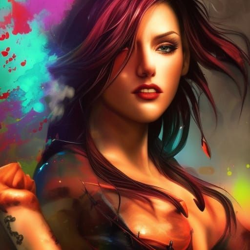 Detailed Splash Art Portrait of a Sorrowful Woman