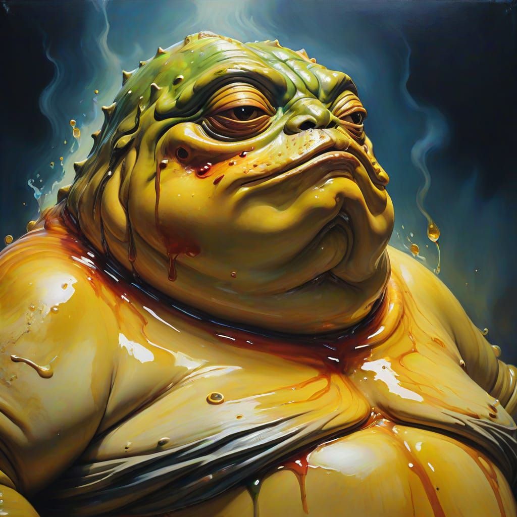 Melting Jabba the Hutt: Surreal Oil Painting