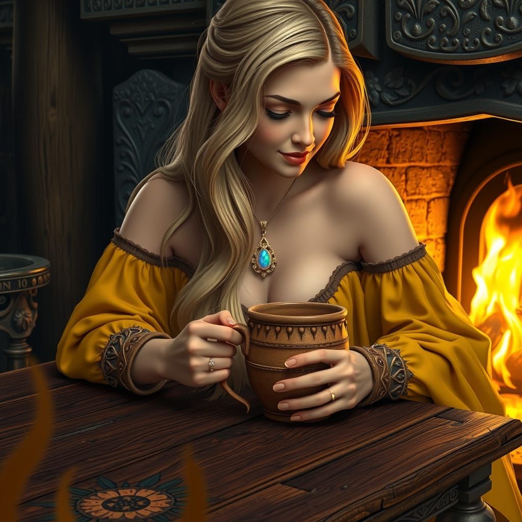 Norse Goddess of Forbidden Love in Whimsical Fantasy Setting