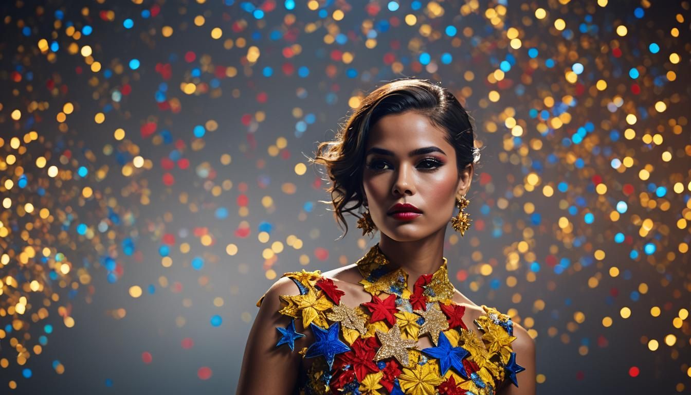 Venezuelan Supermodel in Star-Studded Silk Dress