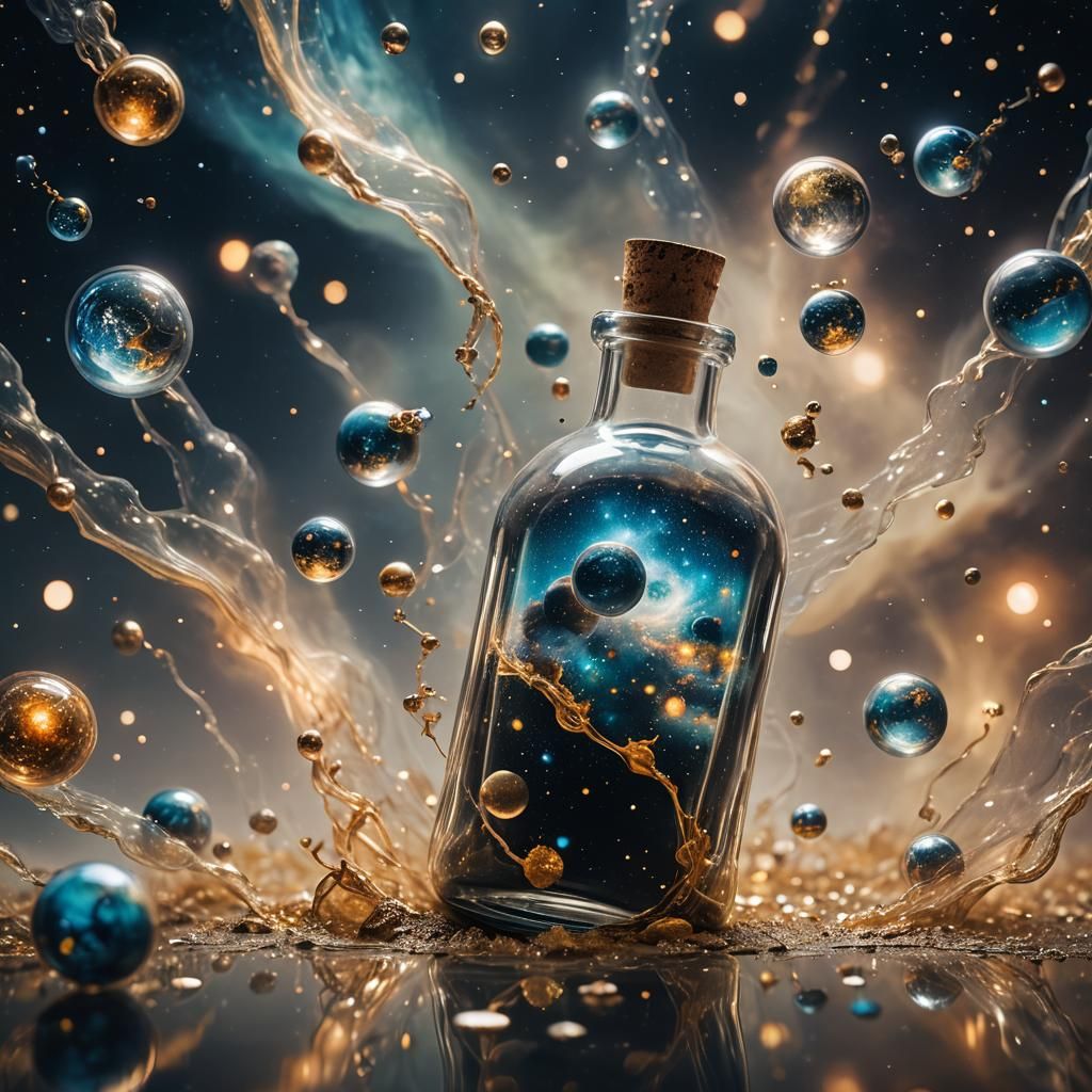 Universe in a Bottle: Cosmic Surrealism Portrait