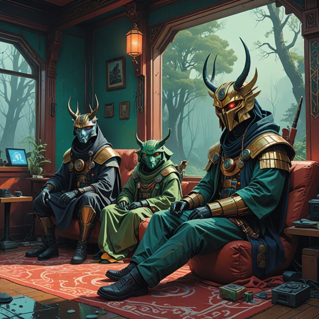 Gods of the Cosmos in Vibrant Shinto-Inspired Splendor