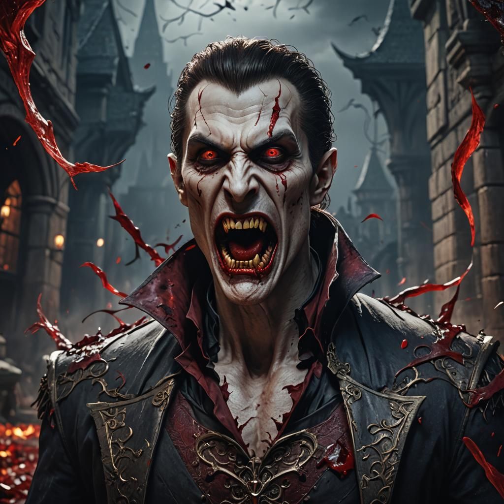 Handsome Vampire with Blood: Fantasy Concept Art