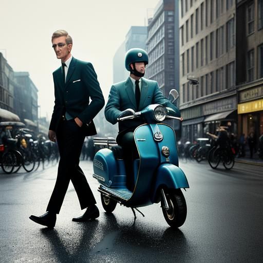 1960s Mod Fashion and Scooters in Film Style