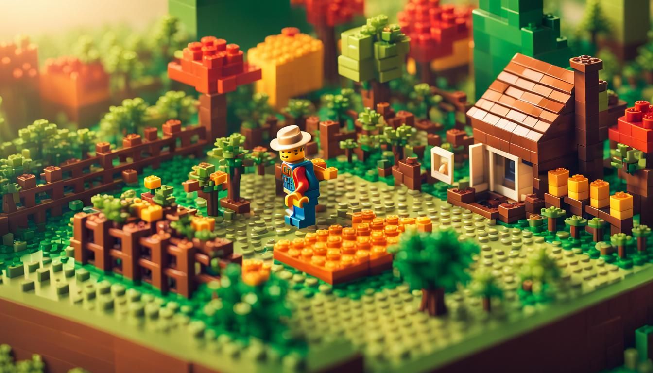 8-Bit Lego Farm: Isometric Pixel Art Landscape