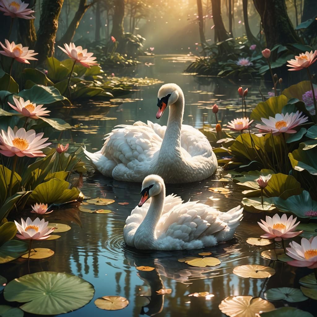 Mystical Forest: Baby Swan in Fantasy Concept Art