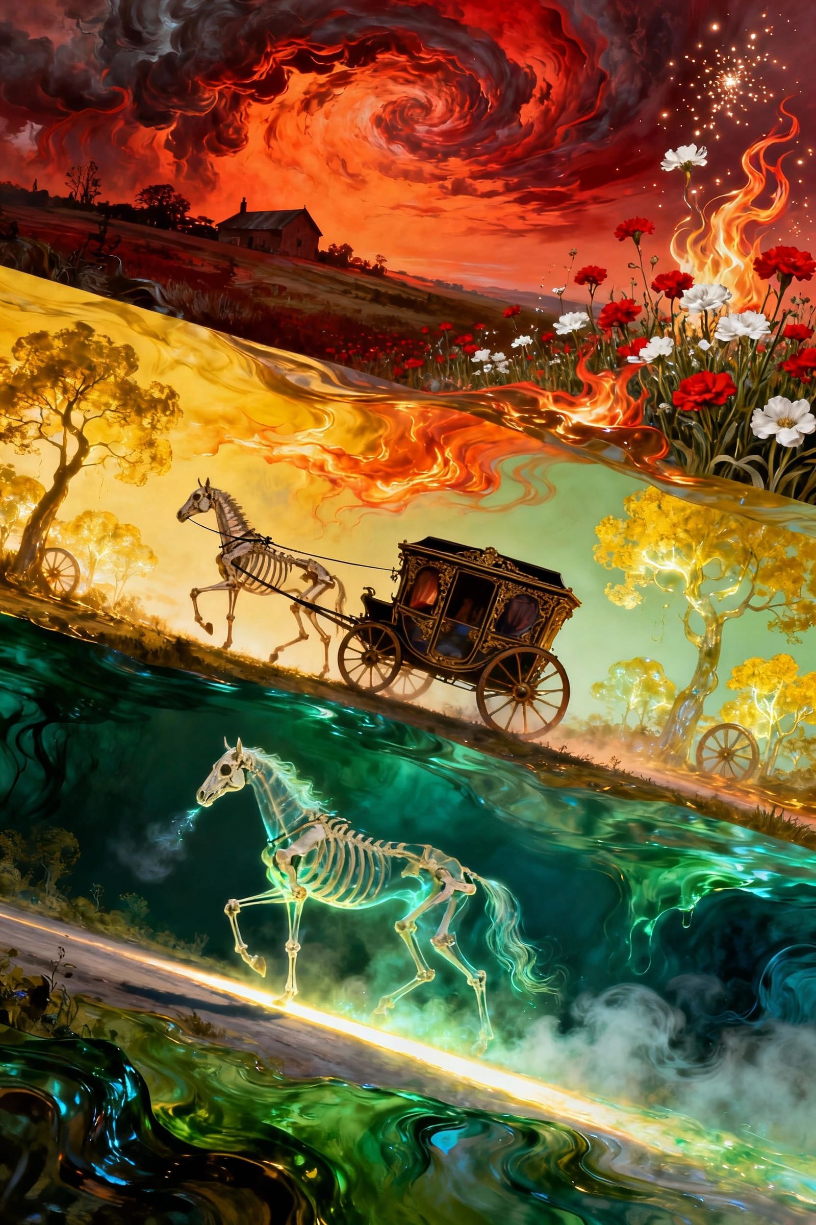 Skeletal Horse Pulls Funeral Carriage Through Fractured Real...