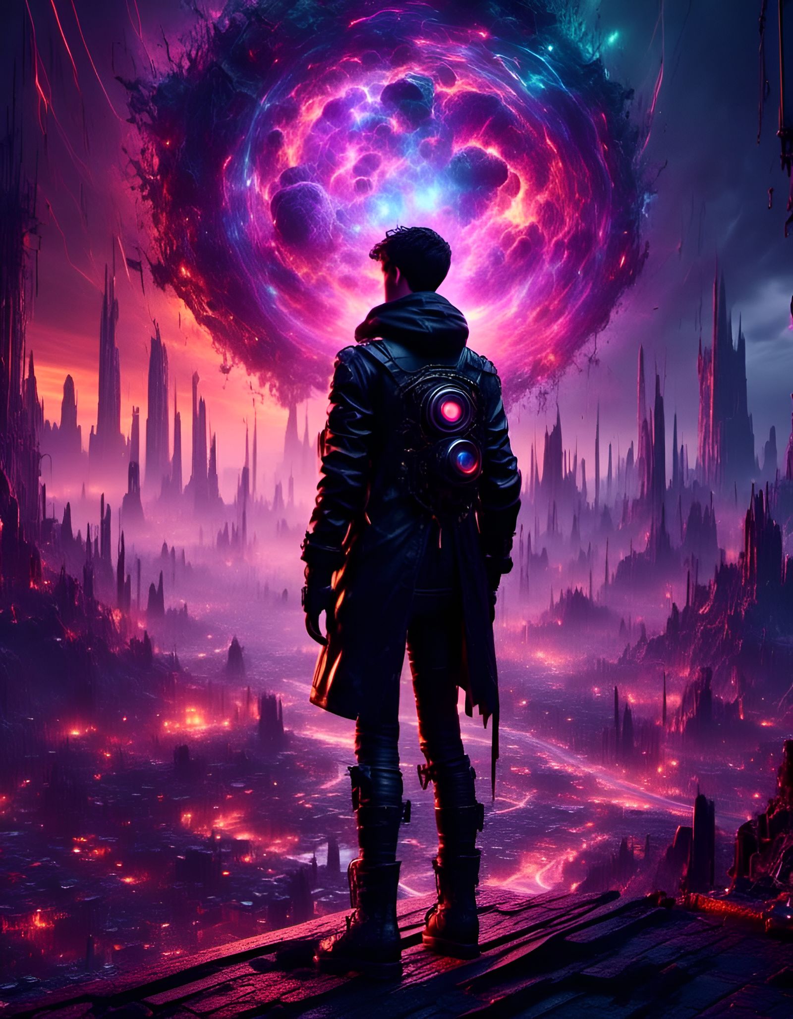 Obscure World Wanderer in Dark Futuristic Style