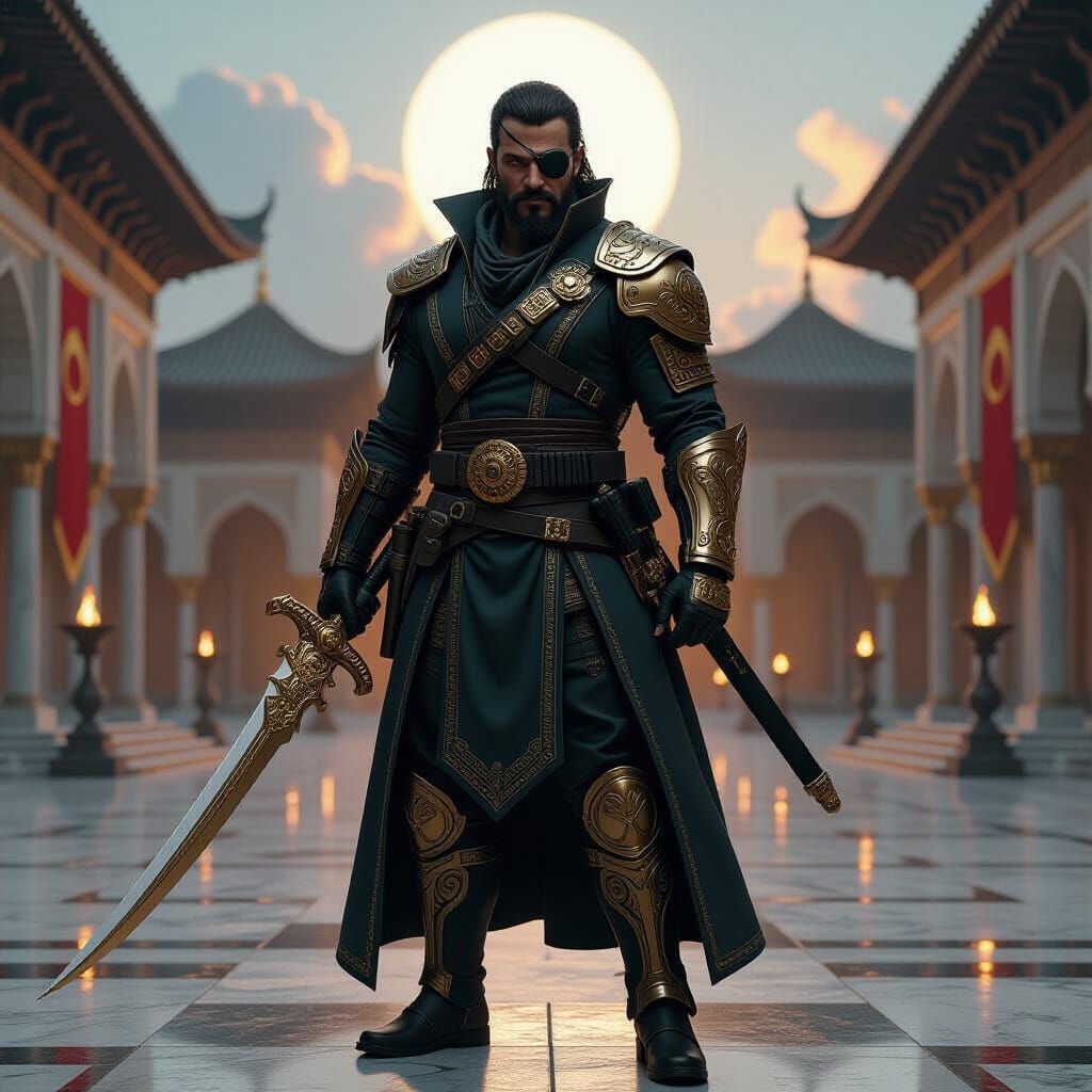 Venom Snake as Ottoman Warrior in Palace Courtyard