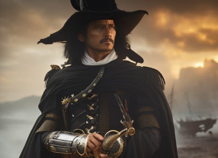 Villainous Swashbuckler with Rapier in Digital Painting