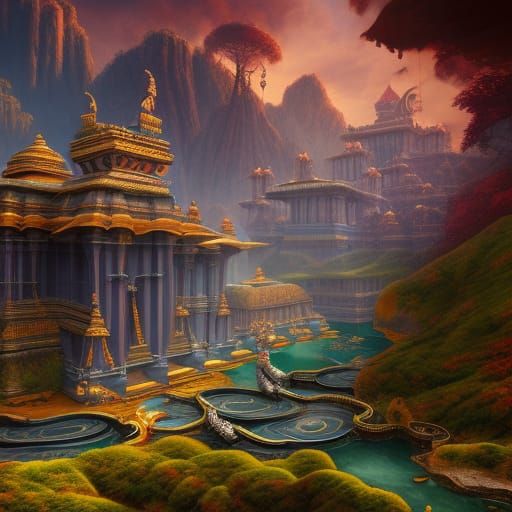 Detailed Matte Painting of Lord Rama in Deep Color