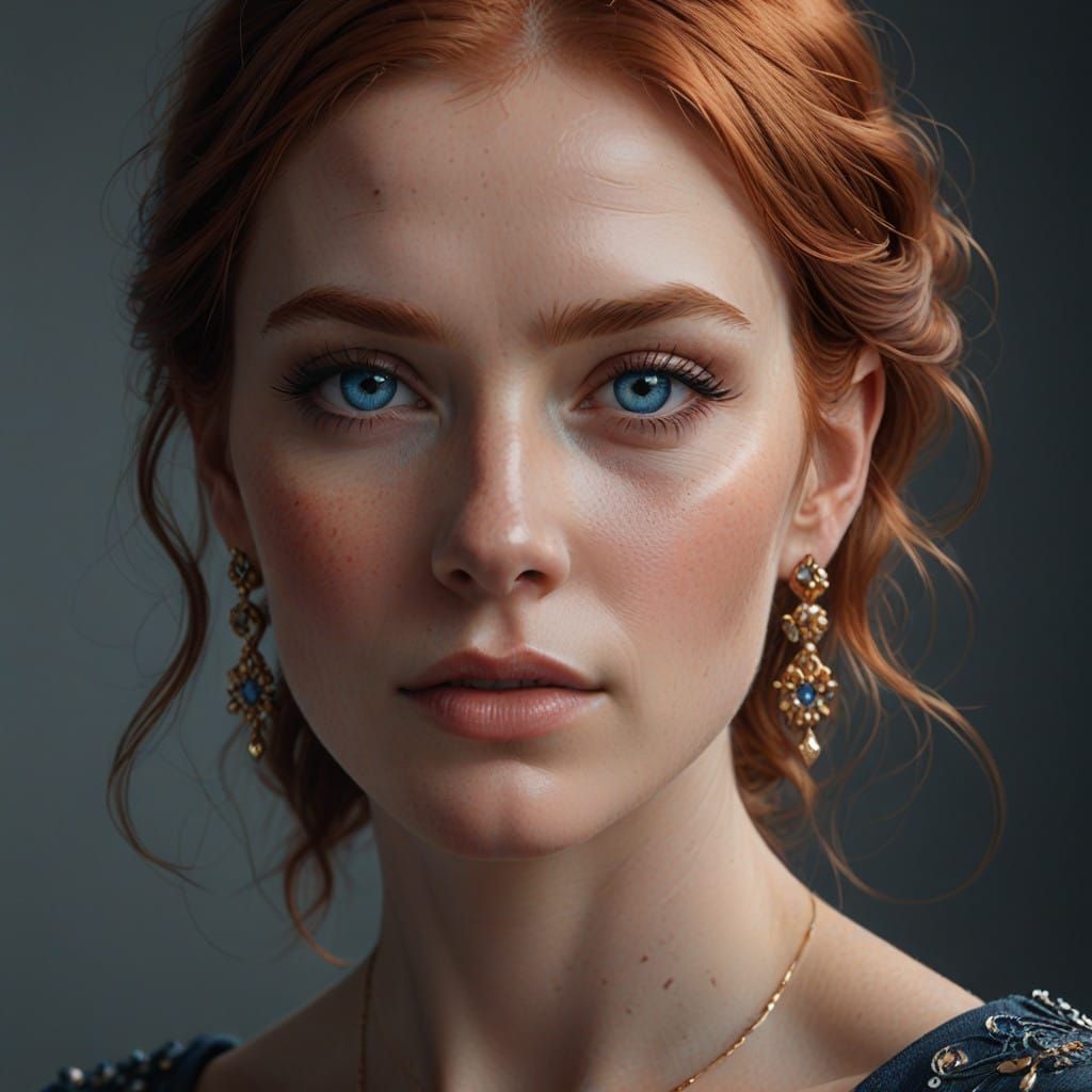 Stunning Red-Haired Model in Ultra-Realistic Portrait