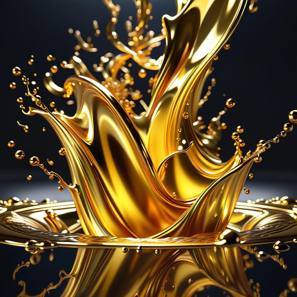 Magnificent Liquid Gold Splash in 8K Resolution