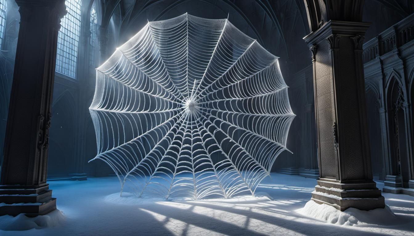 Gothic Ice Web: A Hyperrealistic Horror Sculpture