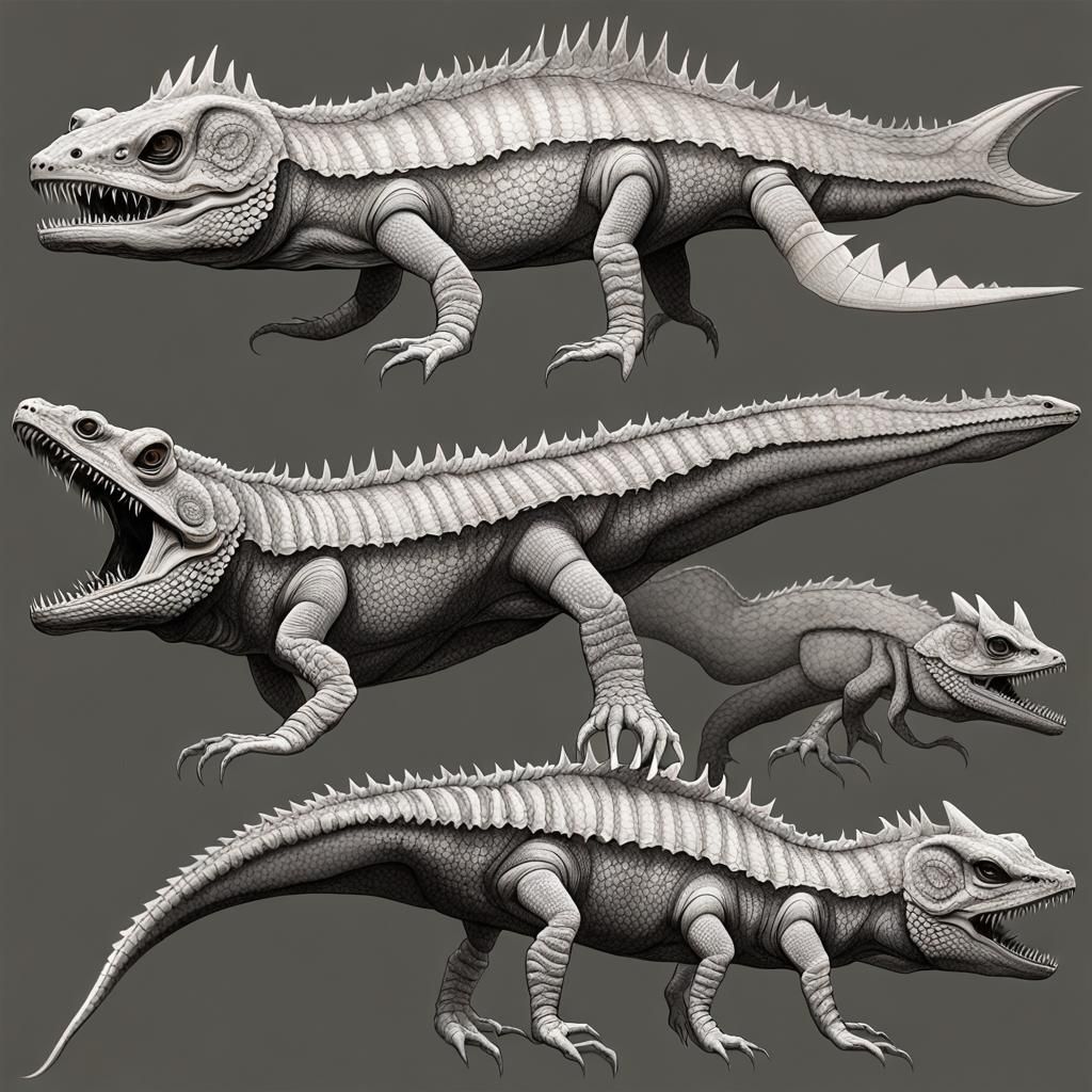 Alien Exoplanet: Horned Creatures in Scientific Illustration