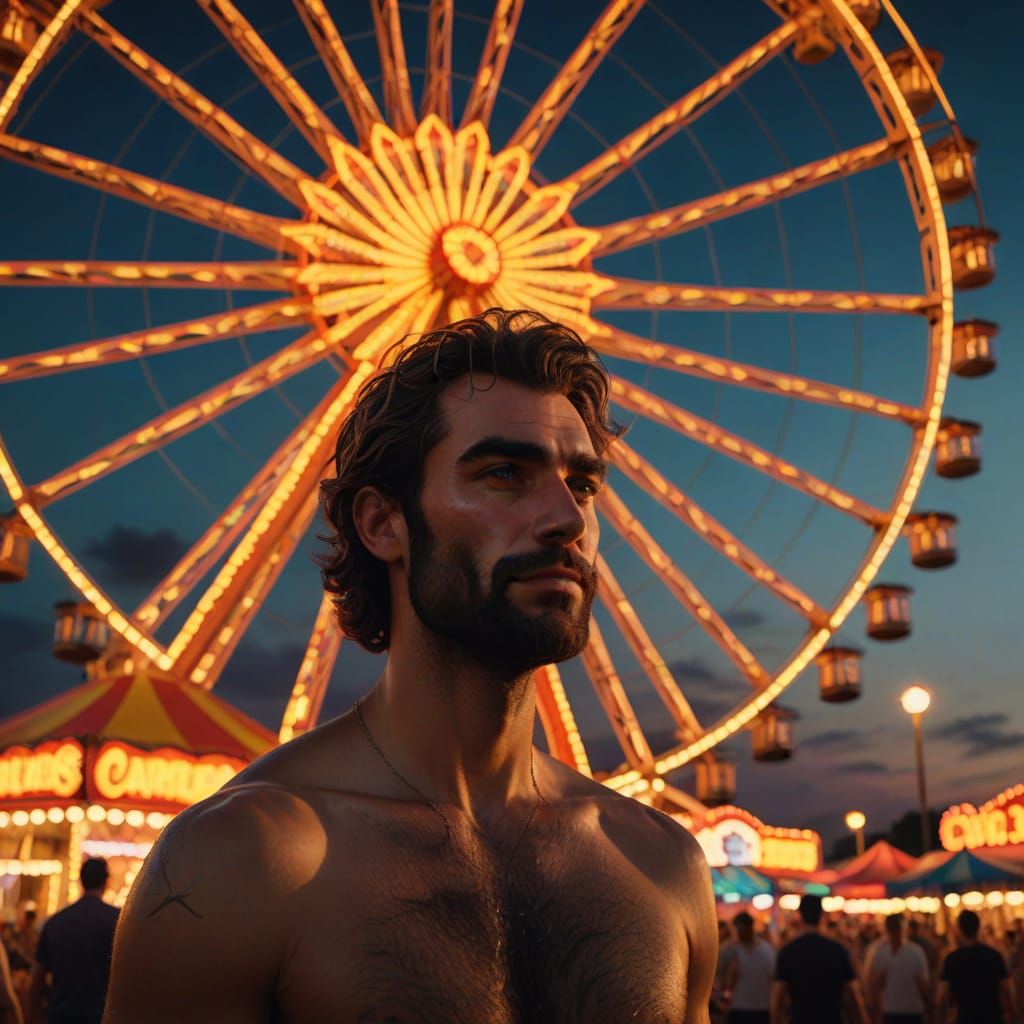 Vibrant Carnival Scene at Dusk