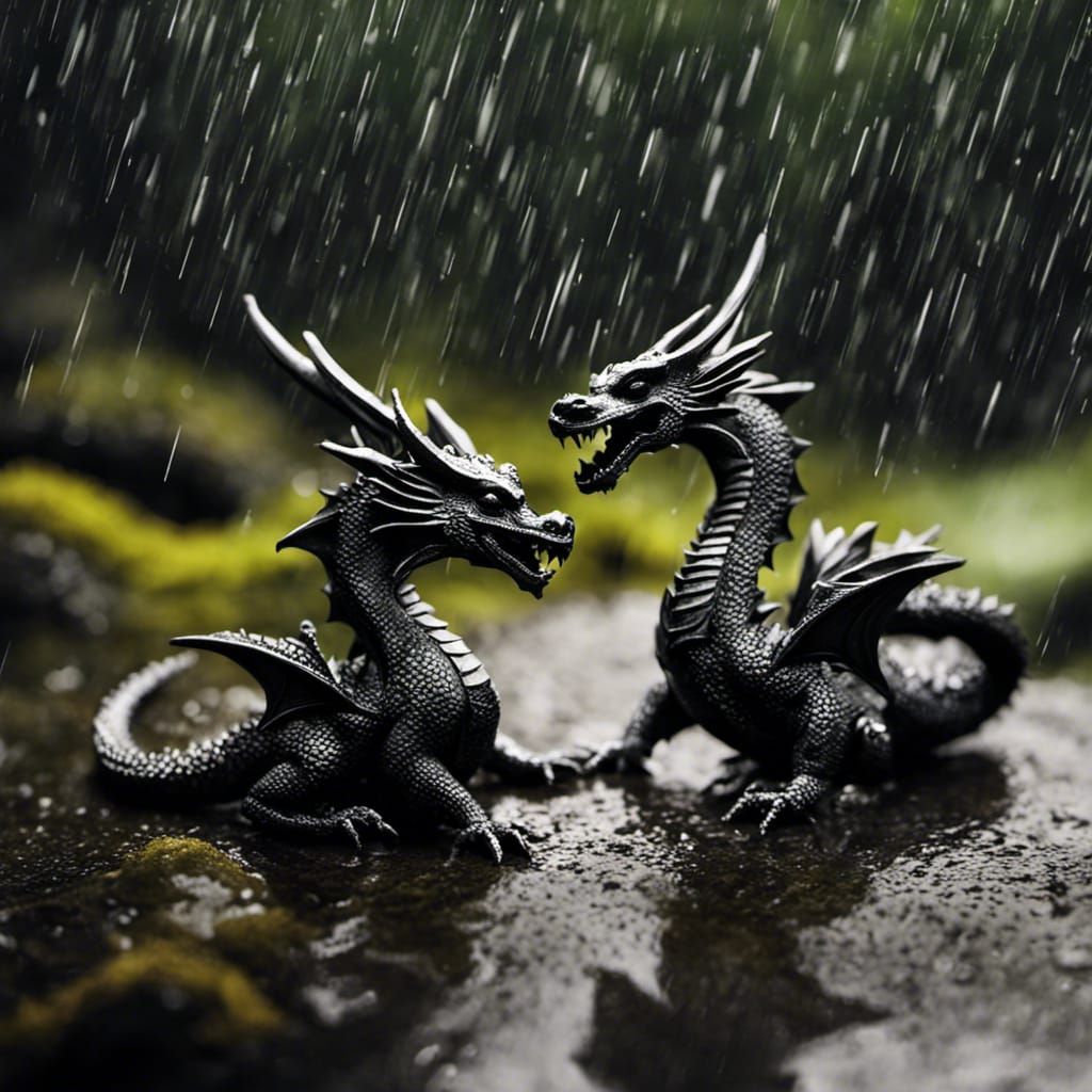 Dragons Battle on Stone in Tami Bone Style