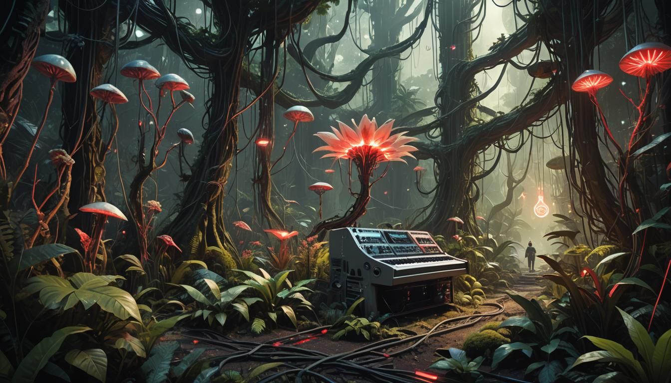 Organic Sci-Fi Jungle Synth with Bioluminescent Flora