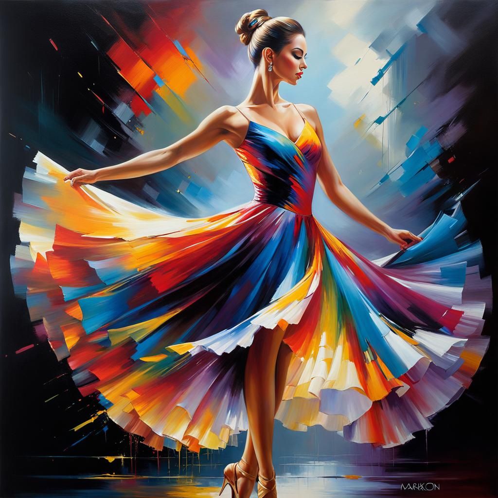 Ballerina in Colorful Dress: Hyperrealistic Digital Art