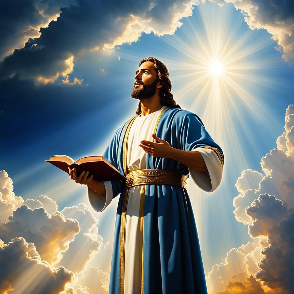 Heavenly Biblical Scene in Golden Hour Light